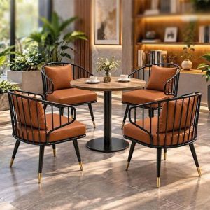 Bộ Bàn Mâm Tròn Cafe 4 Ghế Đệm Da Mới 99% (Nhiều Màu)