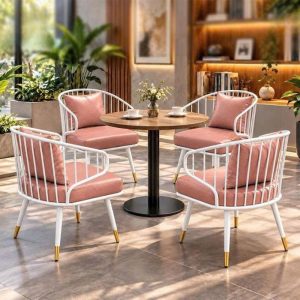 Bộ Bàn Mâm Tròn Cafe 4 Ghế Đệm Da Mới 99% (Nhiều Màu)