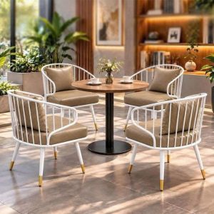 Bộ Bàn Mâm Tròn Cafe 4 Ghế Đệm Da Mới 99% (Nhiều Màu)