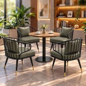 Bộ Bàn Mâm Tròn Cafe 4 Ghế Đệm Da Mới 99% (Nhiều Màu)