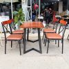 Bộ Bàn Mặt Gỗ Chân Sắt Ghế Lưng Chữ X Mới 99%
