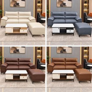 Bộ Sofa Da 2 Chỗ Kèm Đôn Ghép Mới 99%