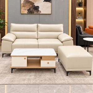 Bộ Sofa Da 2 Chỗ Kèm Đôn Ghép Mới 99%