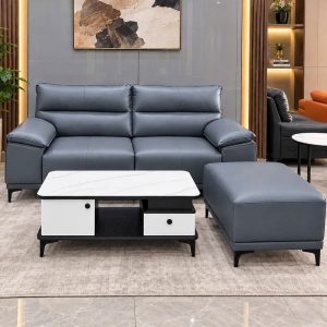 Bộ Sofa Da 2 Chỗ Kèm Đôn Ghép Mới 99%