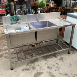 Bồn Rửa Chén 2 Inox Hộc Công Nghiệp Cũ
