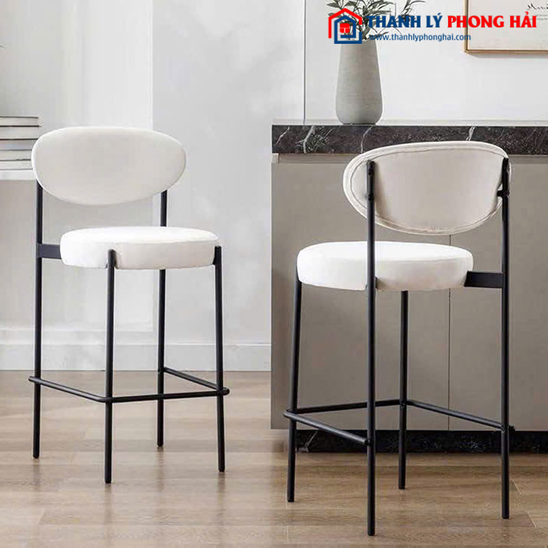 Ghế Bar Chân Sắt Mê Tựa Nệm Mới 99%