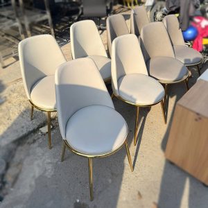 Ghế Cafe Bọc Da Chân Kim Loại Mạ Vàng Cũ