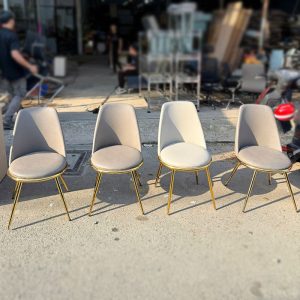 Ghế Cafe Bọc Da Chân Kim Loại Mạ Vàng Cũ
