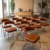 Ghế Cafe Lưng Cong Bọc Da Nâu Mới 99%