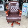 Ghế Lãnh Đạo Tay Gỗ Bọc Da Nâu Cũ
