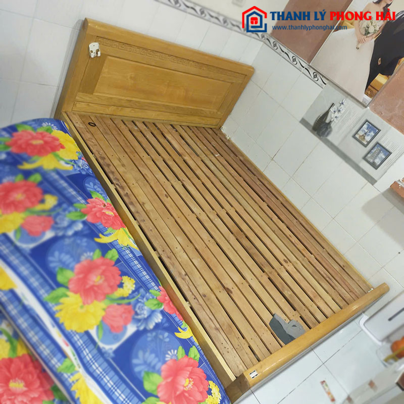 Giường Ngủ Gỗ Tự Nhiên 1m6 Kèm Dát Giường Cũ