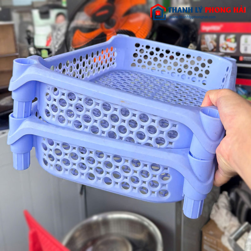 Kệ Nhựa 2 Tầng Màu Xanh Cũ