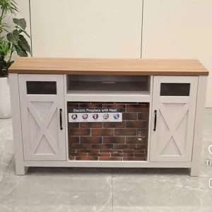 Kệ Tivi Gỗ 1m38 Kèm Lò Sưởi Điện Mới 99%
