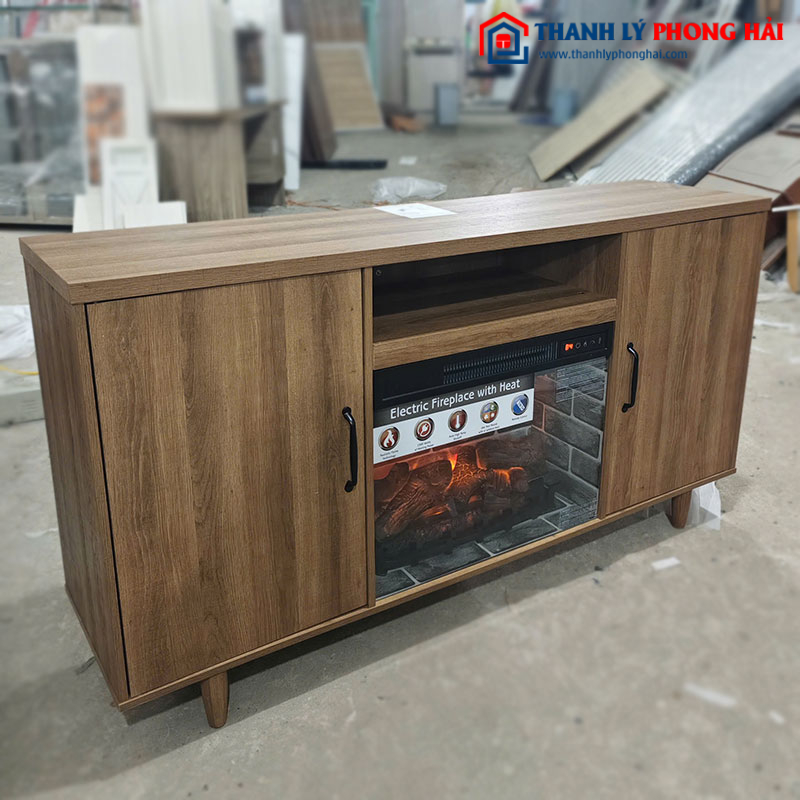 Kệ Tivi Gỗ Kèm Lò Sưởi Điện Có Remote Mới 99%