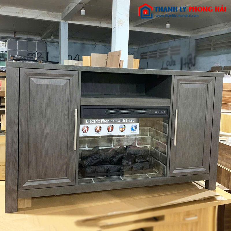 Kệ Tivi Gỗ Kèm Lò Sưởi Điện Có Remote Mới 99%