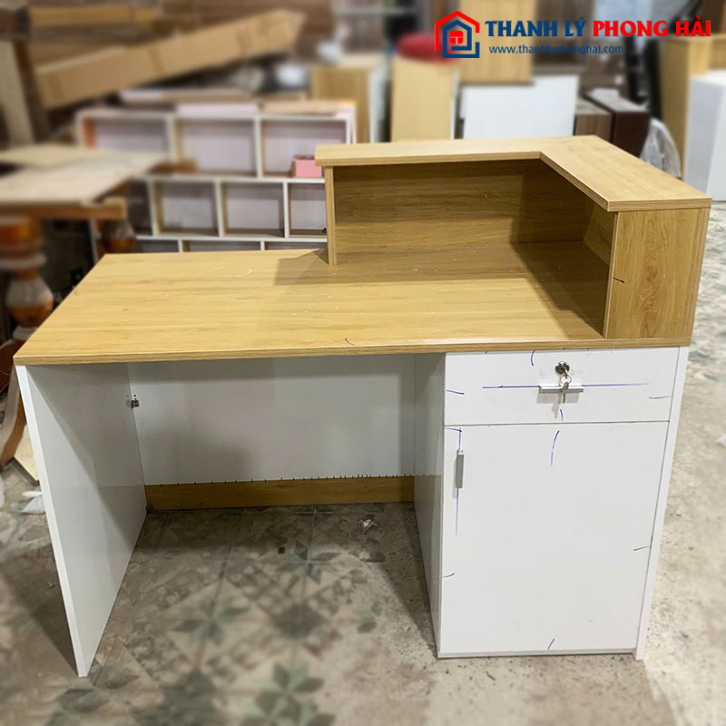 Quầy Lễ Tân Chữ L Gỗ Phối Trắng Mới 99% (Nhiều Màu)
