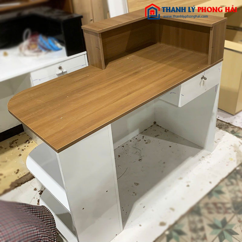 Quầy Lễ Tân Chữ L Gỗ Phối Trắng Mới 99% (Nhiều Màu)