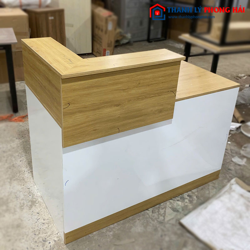 Quầy Lễ Tân Chữ L Gỗ Phối Trắng Mới 99% (Nhiều Màu)