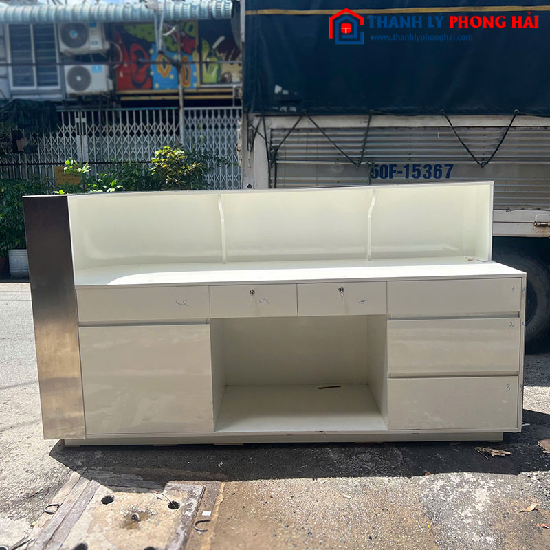 Quầy Lễ Tân Inox Tráng Gương 2m2 Cũ