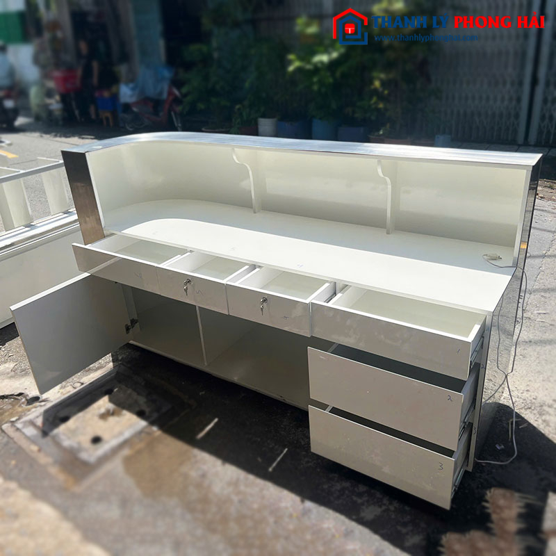 Quầy Lễ Tân Inox Tráng Gương 2m2 Cũ