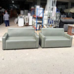 Sofa Băng Bọc Da Xám Cũ