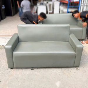Sofa Băng Bọc Da Xám Cũ