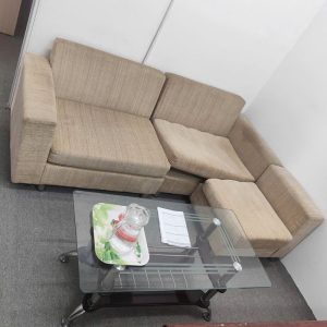 Sofa Góc L Bọc Nhung Kem Cũ