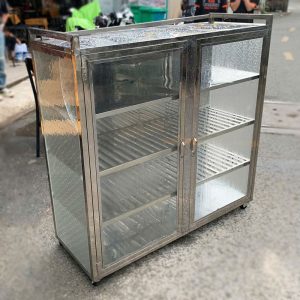 Tủ Chén Inox 4 Tầng Cánh Kính Cũ
