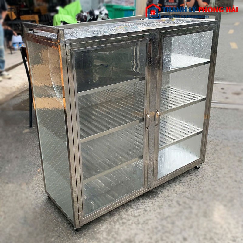 Tủ Chén Inox 4 Tầng Cánh Kính Cũ