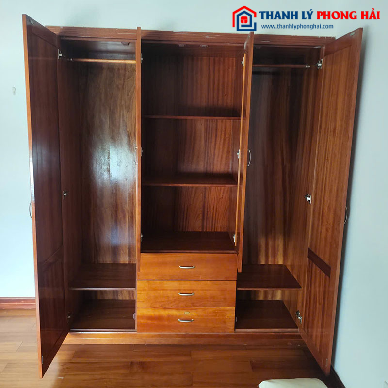 Tủ Quần Áo 4 Cánh Gỗ Sồi HAGL 1m7 Cũ