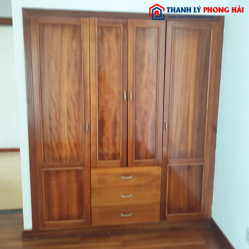Tủ Quần Áo 4 Cánh Gỗ Sồi HAGL 1m7 Cũ