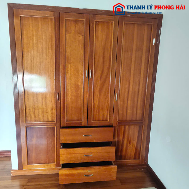 Tủ Quần Áo 4 Cánh Gỗ Sồi HAGL 1m7 Cũ