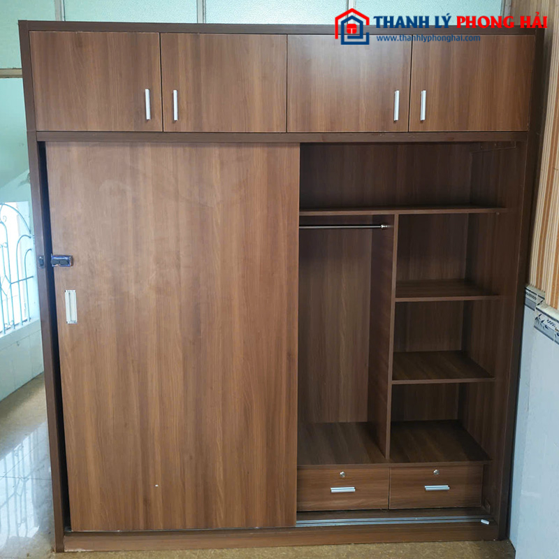 Tủ Quần Áo Cửa Lùa 2m Cũ Gỗ Công Nghiệp