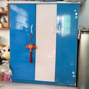 Tủ Quần Áo Nhựa Màu Xanh Trắng 3 Cánh Cũ