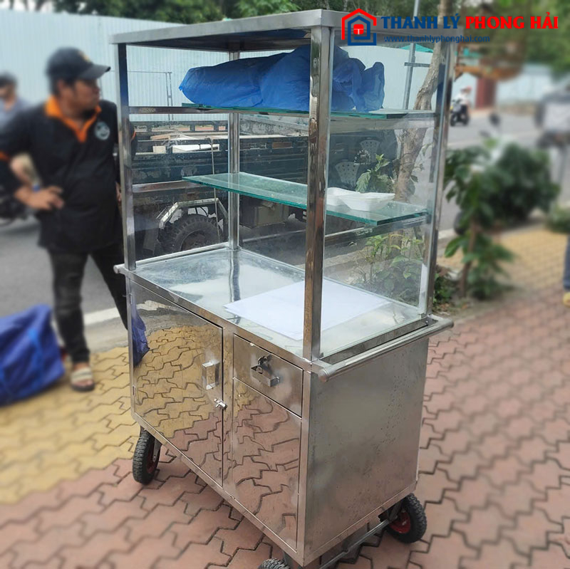 Xe Bán Hàng Khung Inox Có Kính Cũ