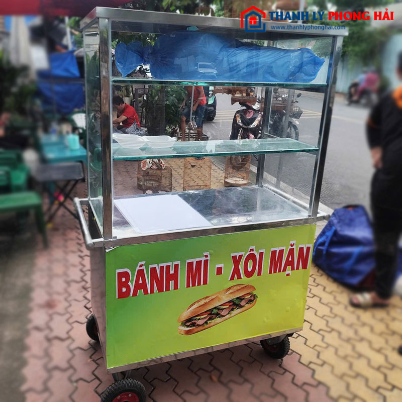 Xe Bán Hàng Khung Inox Có Kính Cũ