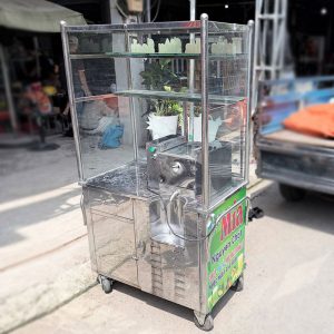 Xe Bán Nước Mía Inox Tủ Kính Take Away Cũ